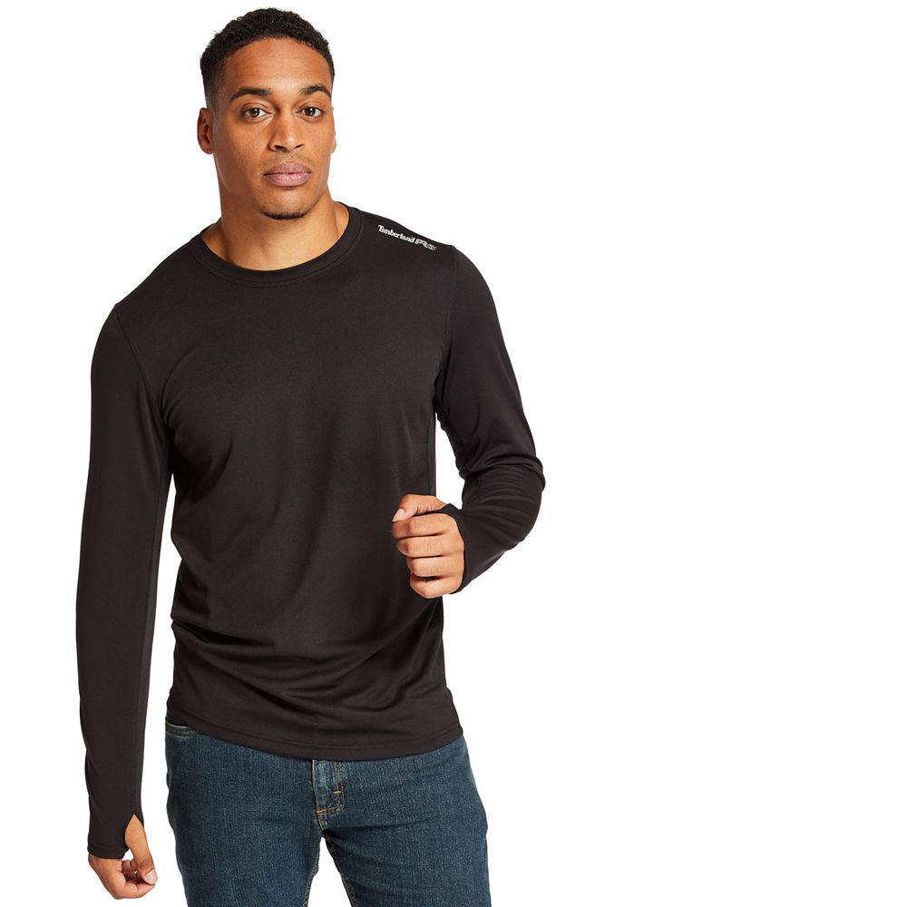 Camisetas Timberland Argentina Hombre - Pro® Wicking Good Long Sleeve - Negras - VENOMH-193